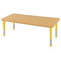 ECR4®Kids 30 x 72 Rectangular Activity Table With Chunky legs & Standard Glide, Maple/Maple/Yellow