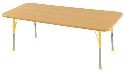 ECR4®Kids 30 x 60 Rectangular Activity Table With Standard Legs & Ball Glide, Maple/Maple/Yellow