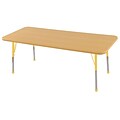 ECR4®Kids 24 x 72 Rectangular Activity Table With Toddler Legs & Ball Glide, Maple/Maple/Yellow