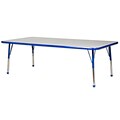 ECR4®Kids 30 x 72 Rectangular Activity Table With Toddler Legs & Ball Glide, Gray/Blue/Blue