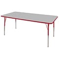 ECR4®Kids 24 x 60 Rectangular Activity Table With Toddler Legs & Swivel Glide; Gray/Red/Red