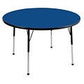 ECR4Kids® 48 Round Activity Table With Standard Legs & Ball Glide, Blue/Black/Black