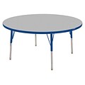 60” Round T-Mold Activity Table, Grey/Blue/Standard Swivel