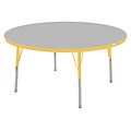 ECR4®Kids 48 Round Activity Table With Standard Legs & Swivel Glide, Gray/Yellow/Yellow