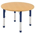 ECR4®Kids 48 Round Activity Table With Chunky legs & Standard Glide, Maple/Maple/Blue