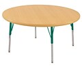 36” Round T-Mold Activity Table, Maple/Maple/Green/Standard Swivel