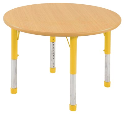 30” Round T-Mold Activity Table, Maple/Maple/Yellow/Chunky