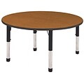 60” Round T-Mold Activity Table, Oak/Black/Chunky