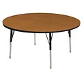 60” Round T-Mold Activity Table, Oak/Black/Standard Swivel