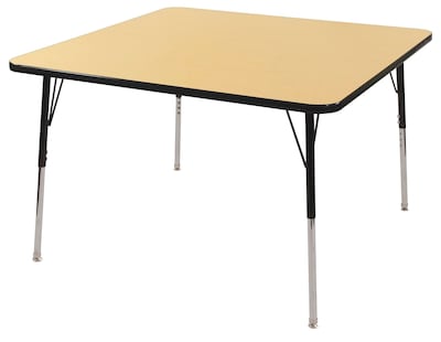 ECR4®Kids 30 x 30 Square Activity Table With Standard Legs & Swivel Glide, Maple/Black/Black