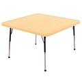 ECR4®Kids 30 x 30 Square Activity Table With Standard Legs & Ball Glide, Maple/Maple/Black