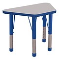 ECR4®Kids 18 x 30 Trapezoid Activity Table With Chunky legs & Standard Glide, Gray/Blue/Blue