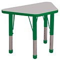 ECR4®Kids 18 x 30 Trapezoid Activity Table With Chunky legs & Standard Glide, Gray/Green/Green
