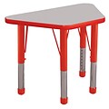ECR4®Kids 18 x 30 Trapezoid Activity Table With Chunky legs & Standard Glide, Gray/Red/Red