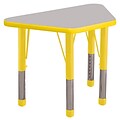 ECR4®Kids 18 x 30 Trapezoid Activity Table With Chunky legs & Standard Glide, Gray/Yellow/Yellow