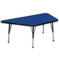 ECR4Kids® 30 x 60 Trapezoid Activity Table With Standard Legs & Ball Glide, Blue/Black/Black