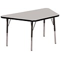 ECR4®Kids 30 x 60 Trapezoid Activity Table With Toddler Legs & Swivel Glide, Gray/Black/Black