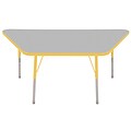 ECR4®Kids 30 x 60 Trapezoid Activity Table With Standard Legs & Swivel Glide, Gray/Yellow/Yellow