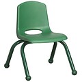ECR4®Kids 10(H) Matching Legs Plastic Stack Chair w/Ball Glides, Green, 6/Pack