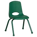 ECR4®Kids 14(H) Matching Legs Plastic Stack Chair With Ball Glides, Green, 6/Pack