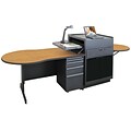 Marvel® Vizion® Dark Neutral 72 x 30 Laminate Instructors Desk W/Media Center/Acrylic Door, Oak