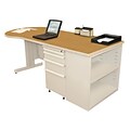 Marvel® Zapf® Pumice 75 x 30 Laminate Teachers Conference Desk W/Bookcase, Solar Oak