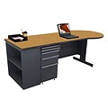 Marvel® Zapf® 87 x 30 Laminate Teachers Conference Desk W/Bookcase, Solar Oak