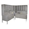 Marvel® Mailroom 70 -  78 x 90 x 30 84 Slot Corner Literature Organizer With Cabinet; Gray
