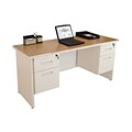 Marvel® Pronto® 60 x 24 Double Pedestal Credenza Desk, Oak/Pumice