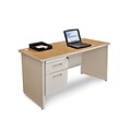 Marvel® Pronto® Pumice 48 x 30 Laminate Single Pedestal Desk, Oak