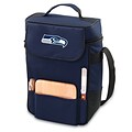 Picnic Time® NFL Licensed Duet Seattle Seahawks Digital Print Wine Picnic Tote, Navy