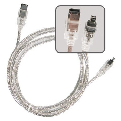 Insten® 6 6 to 4 Pin Male Firewire Cable; Translucent