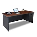 Marvel® Pronto® 66 x 30 Single Pedestal Desk, Mahogany/Dark Neutral