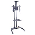 Luxor® Adjustable Height Flat Panel TV Stand Cart With Shelf and Camera Mount, Gray
