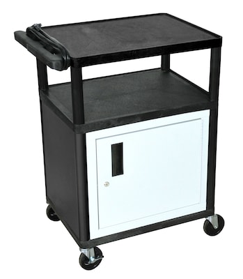 Luxor LP 3-Shelf Plastic/Poly Mobile Presentation Cart with Lockable Wheels, Black (LP34CE-B)