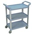 Luxor 3-Shelf Polyethylene Mobile Serving Cart with Lockable Wheels, Gray (SC12-G)