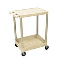 Luxor® STC 2 Shelves Flat Top and Tub Bottom-Shelf Utility Cart, Putty