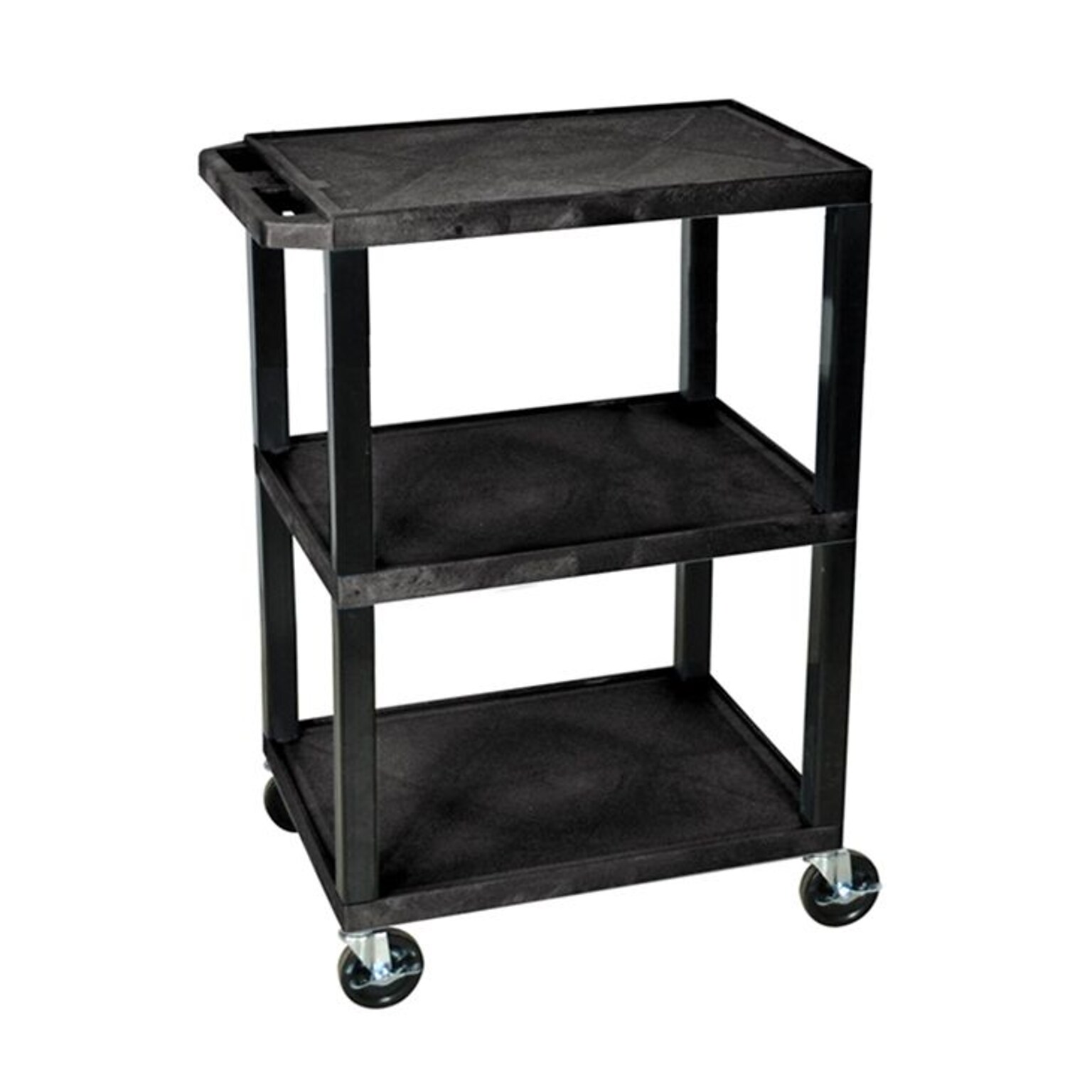 Luxor® H. Wilsons WT 3 Shelves Tuffy Polyethylene Utility Cart, Black