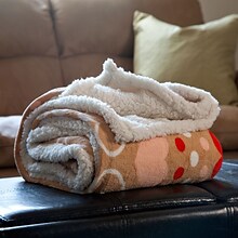 Lavish Home Fleece/Sherpa Throw Blanket; Red Hearts