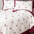 Lavish Home Chloe Microfiber 3 Piece Embroidered Quilt Set, King, White/Red