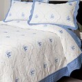 Lavish Home Brianna Microfiber 3 Piece Embroidered Quilt Set, King, Blue/White, 3/Set