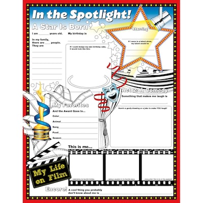 North Star Teacher Resources 17 x 22 In The Spotlight Fill Me In Poster