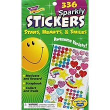Trend Sparkly Stars, Hearts, & Smiles Sticker Pad, 336 CT (T-5005)