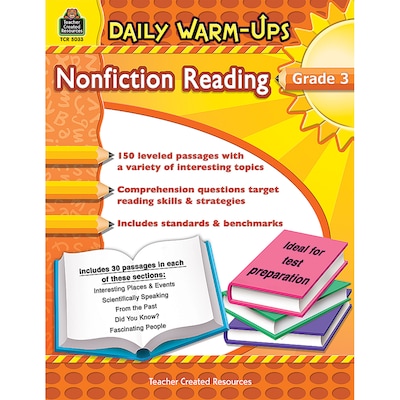 Teacher Created Resources Daily Warm-Ups Nonfiction Reading Activity Book, Grade 3