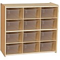 Wood Designs Contender 27 1/4H 12 Cubby Storage Unit With Clear Tubs, Baltic Birch