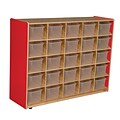 Wood Designs Cubby Storage Cabinet With 25 Translucent Trays, Strawberry Red