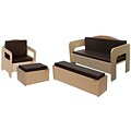 Wood Designs Childrens Furniture With Brown Cushions, 4 Piece/Set