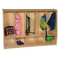 Wood Designs Tip-Me-Not 54W Five Section Tot Locker With Heavy Duty Swivel Casters, Natural Wood