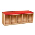 Wood Designs Literacy 16 x 45 x 15 Reading Bench, Birch/Red Cushion