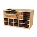 Wood Designs 30H Mobile Storage Island With Brown Trays, Birch